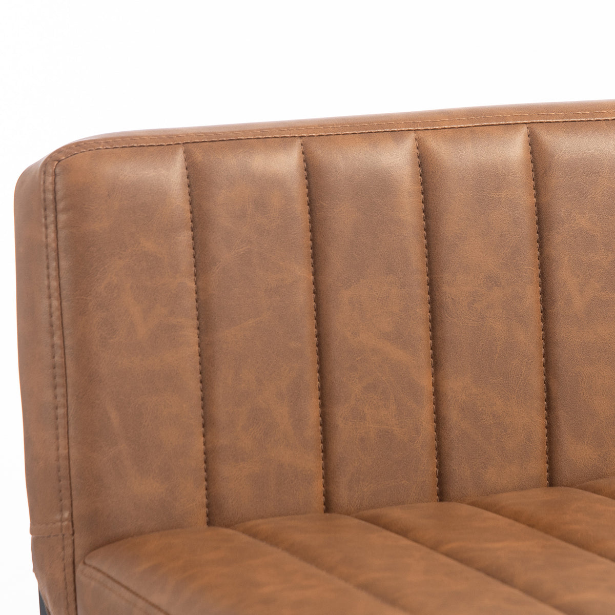 Retro Padded PU Leather Counter Stools with Back and Metal Legs, Set of 2, Brown