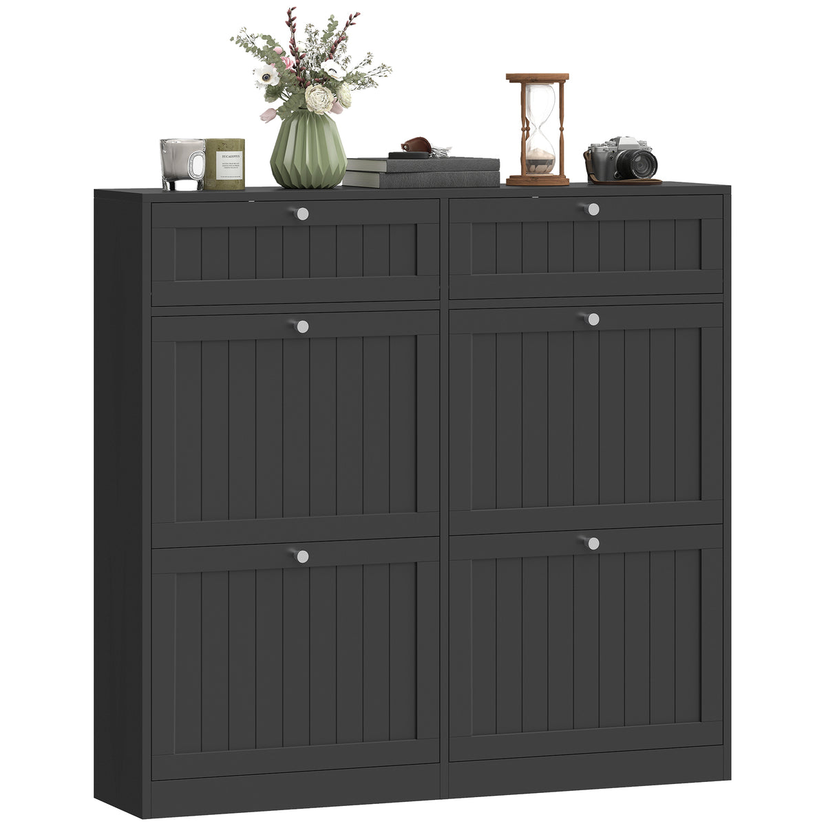 Shoe Cabinet with 2 Large Flip Drawers – 41"W x 39"H