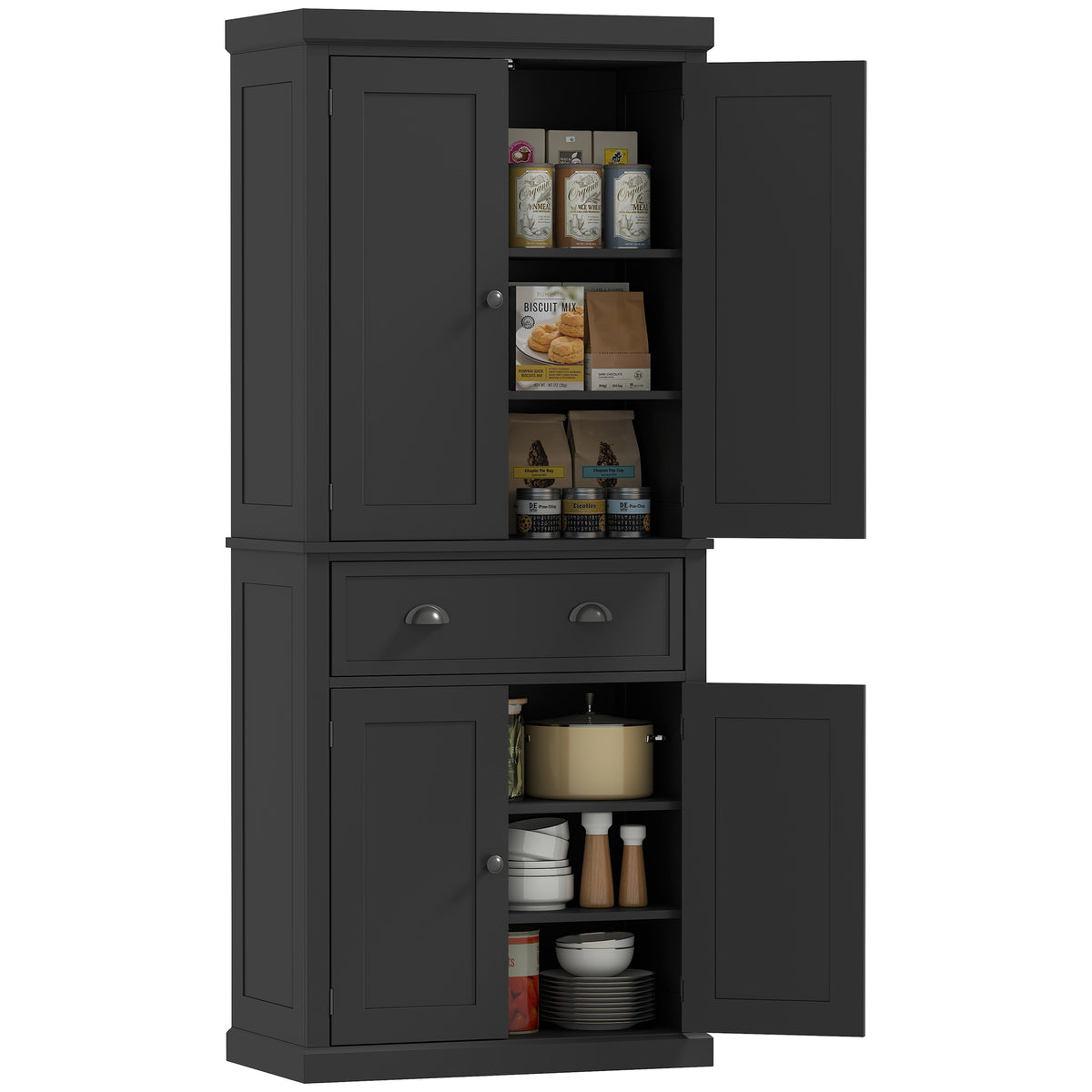 Tall Kitchen Pantry Cabinet with 2 Drawers – 30"W x 73"H