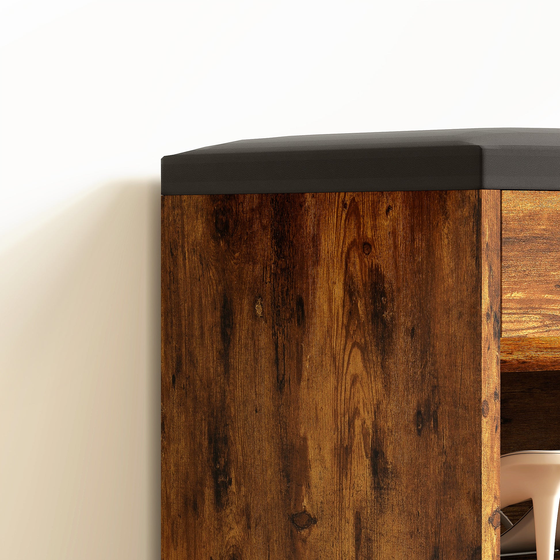 HOMCOM Rustic Brown Entryway Shoe Bench Padded Seat, Hidden Storage & 3-Tier Rack