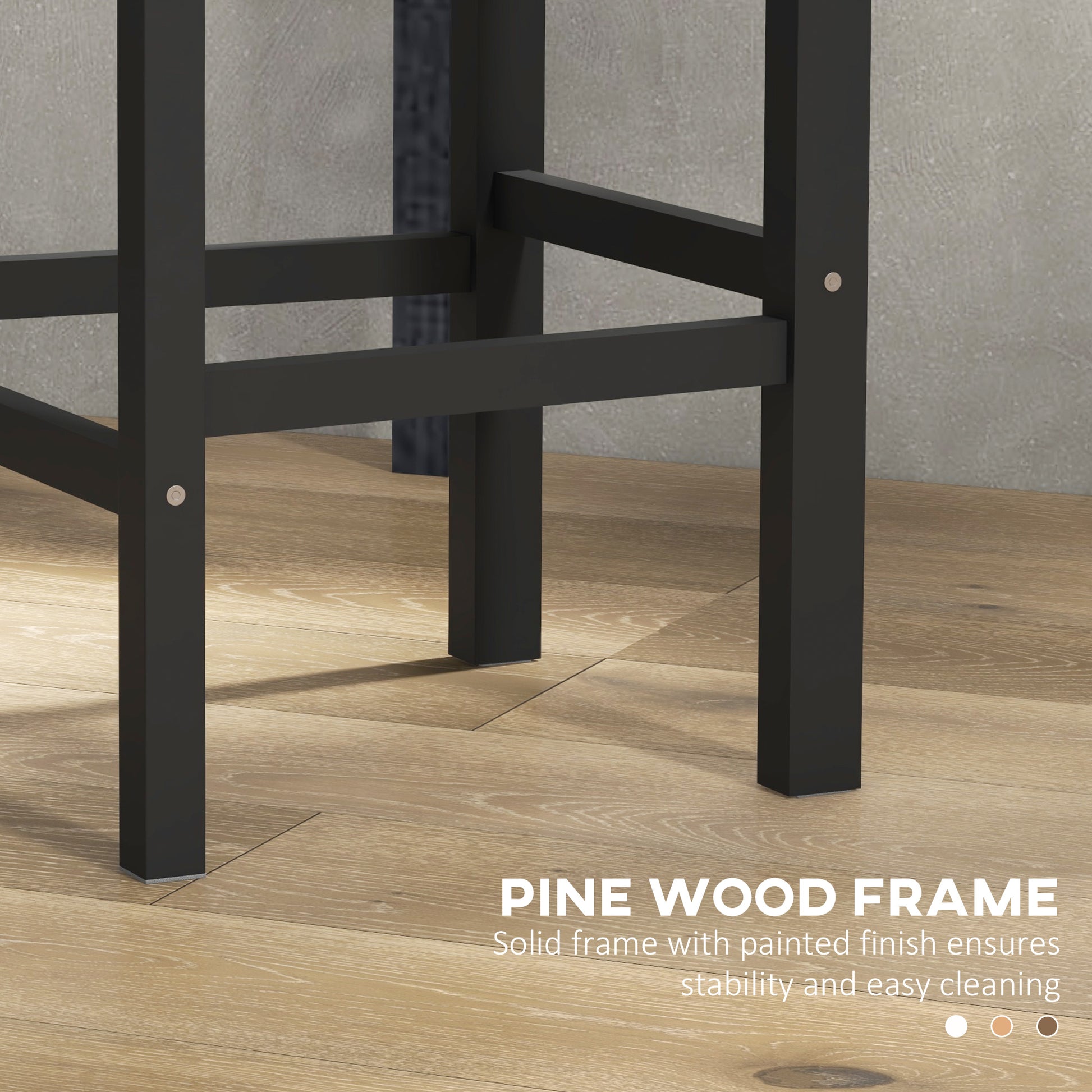 HOMCOM Farmhouse Counter Height Bar Stools Set, Solid Wood Backs, 2-Pack