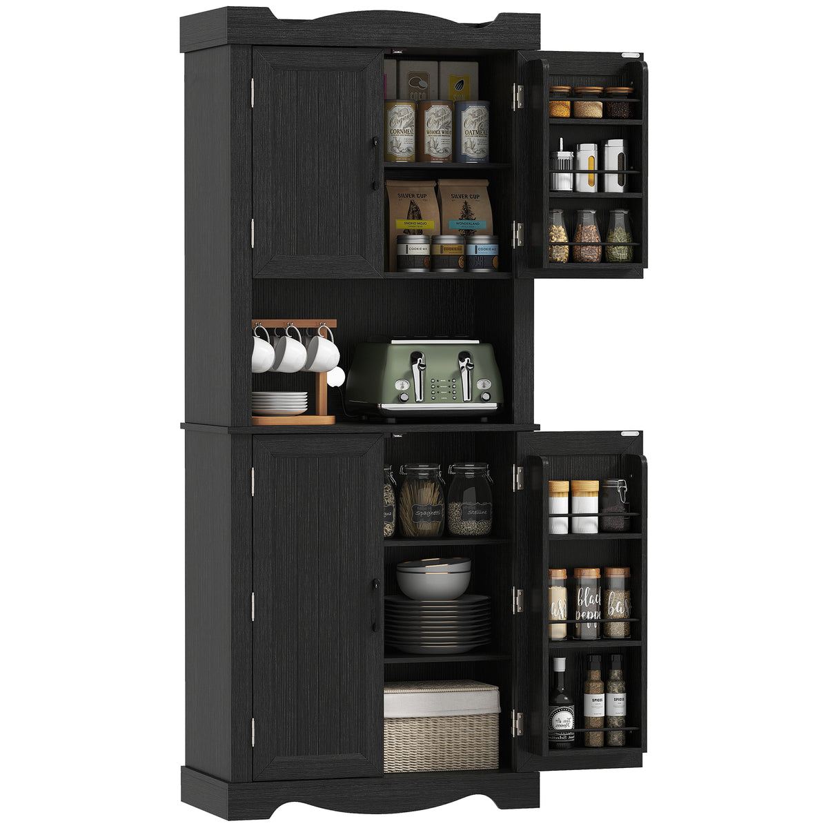Kitchen Pantry Cabinet with 12 Door Shelves – 30"W x 73"H