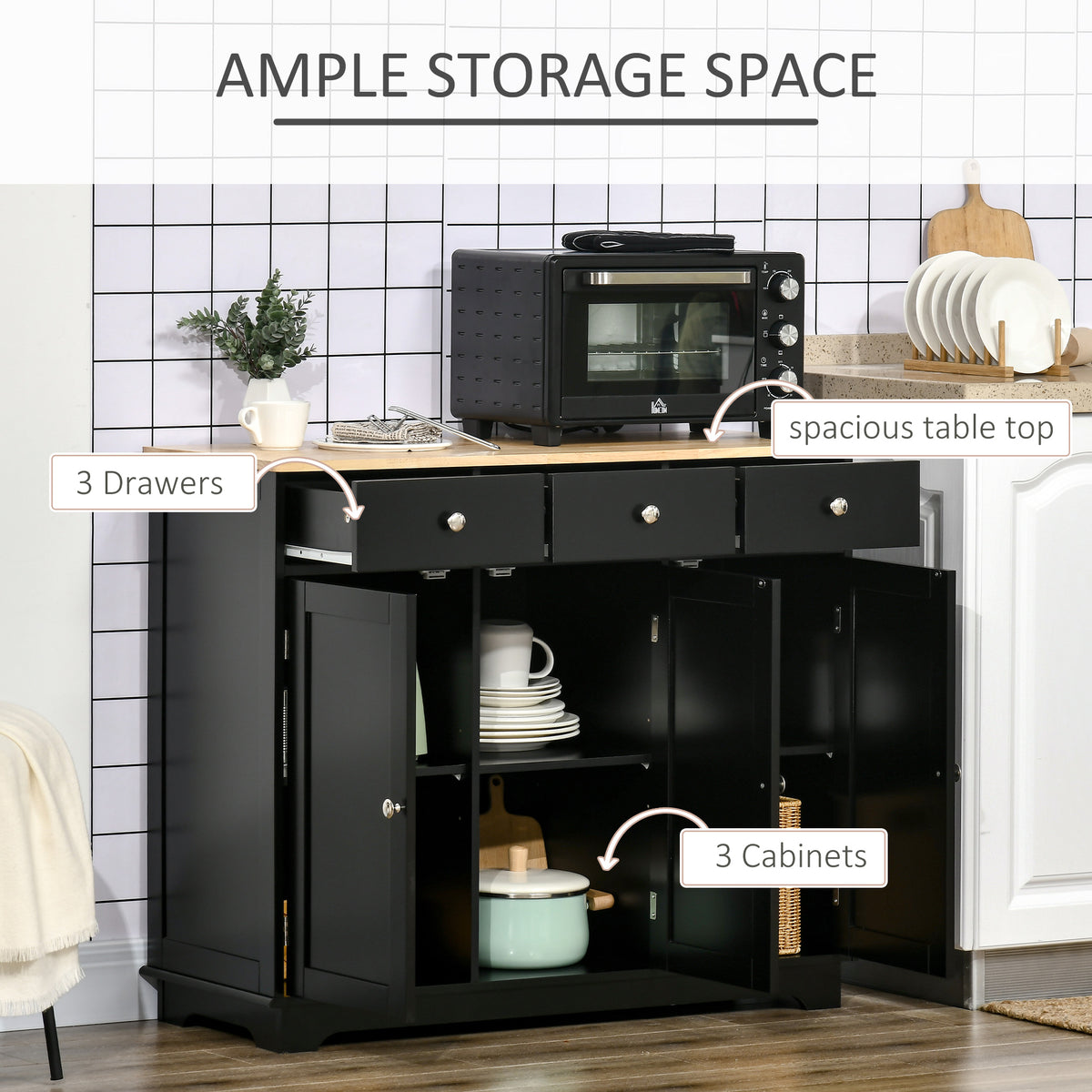 Buffet Cabinet with Storage Cabinets – 40"W x 34"H