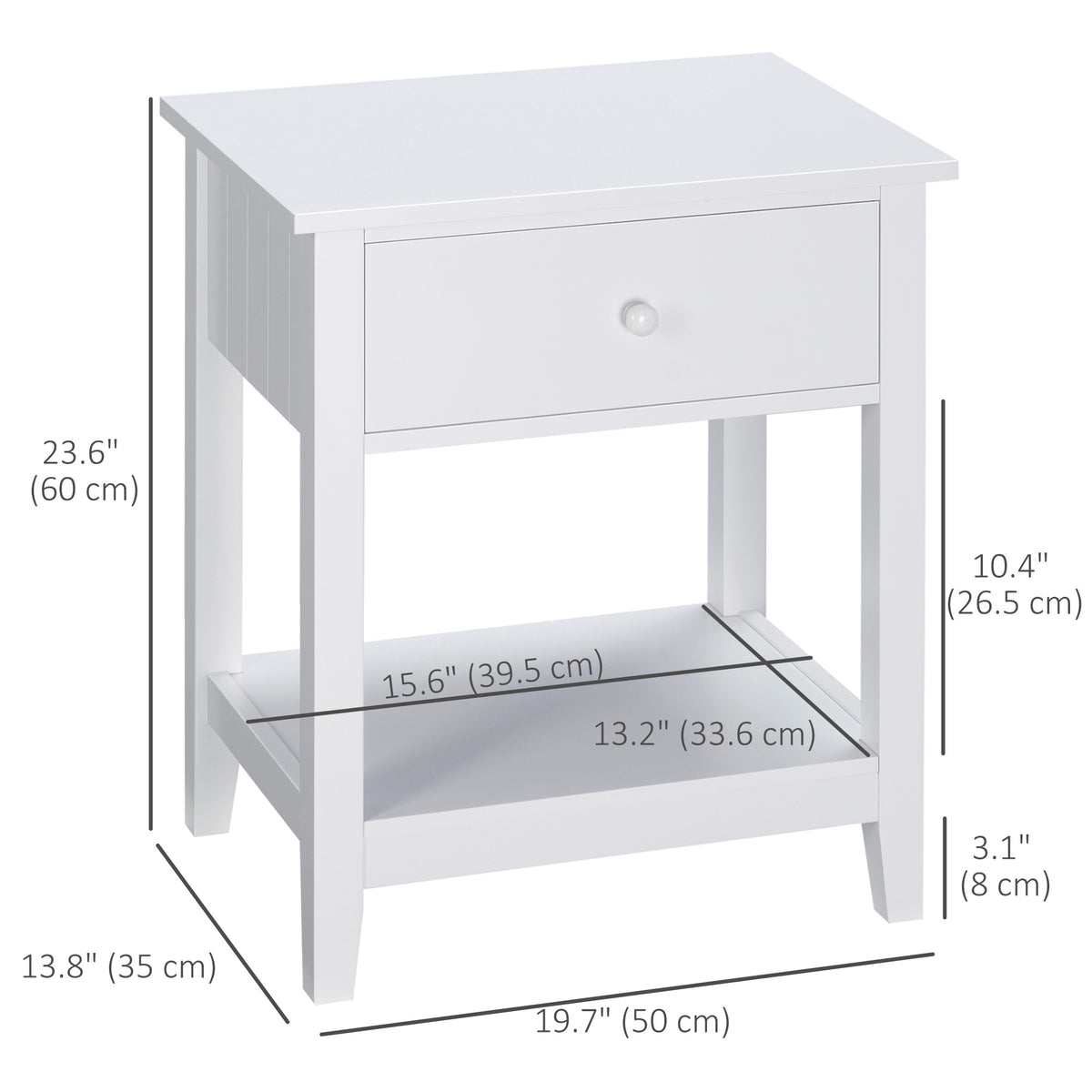 Nightstand with Drawer and Storage Shelf – 20"W x 24"H