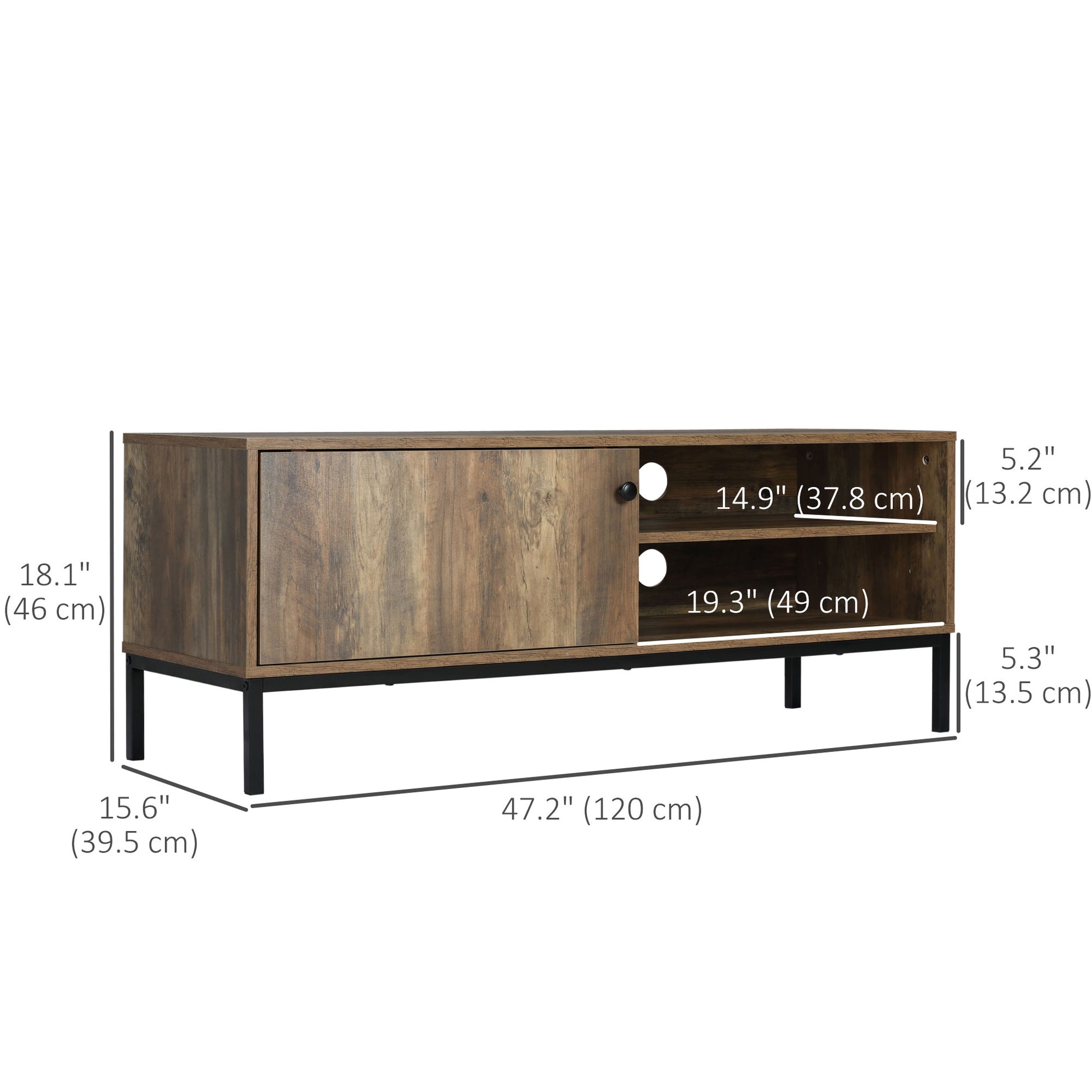 HOMCOM Retro Coffee TV Stand for 50-inch TVs - Sliding Door, 3 Compartments