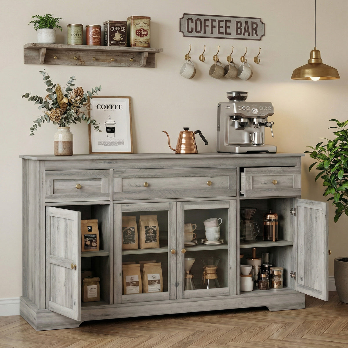 Sideboard Buffet Cabinet with Storage – 55"W x 32"H