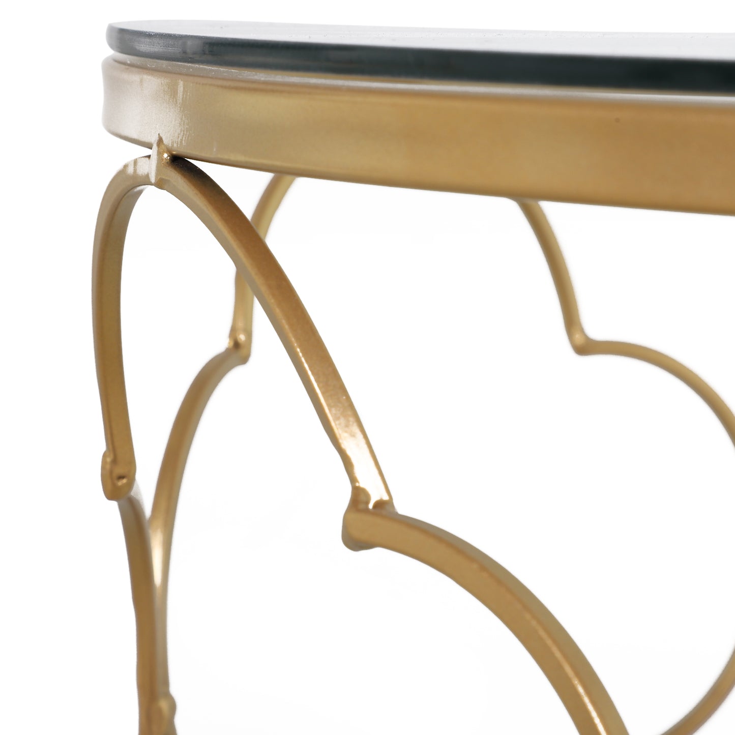 Elegant Gold Tempered Glass Nesting Coffee End Table Set (2 Pieces)