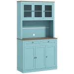 HOMCOM 71" Pantry Cabinet with Microwave Space, Black