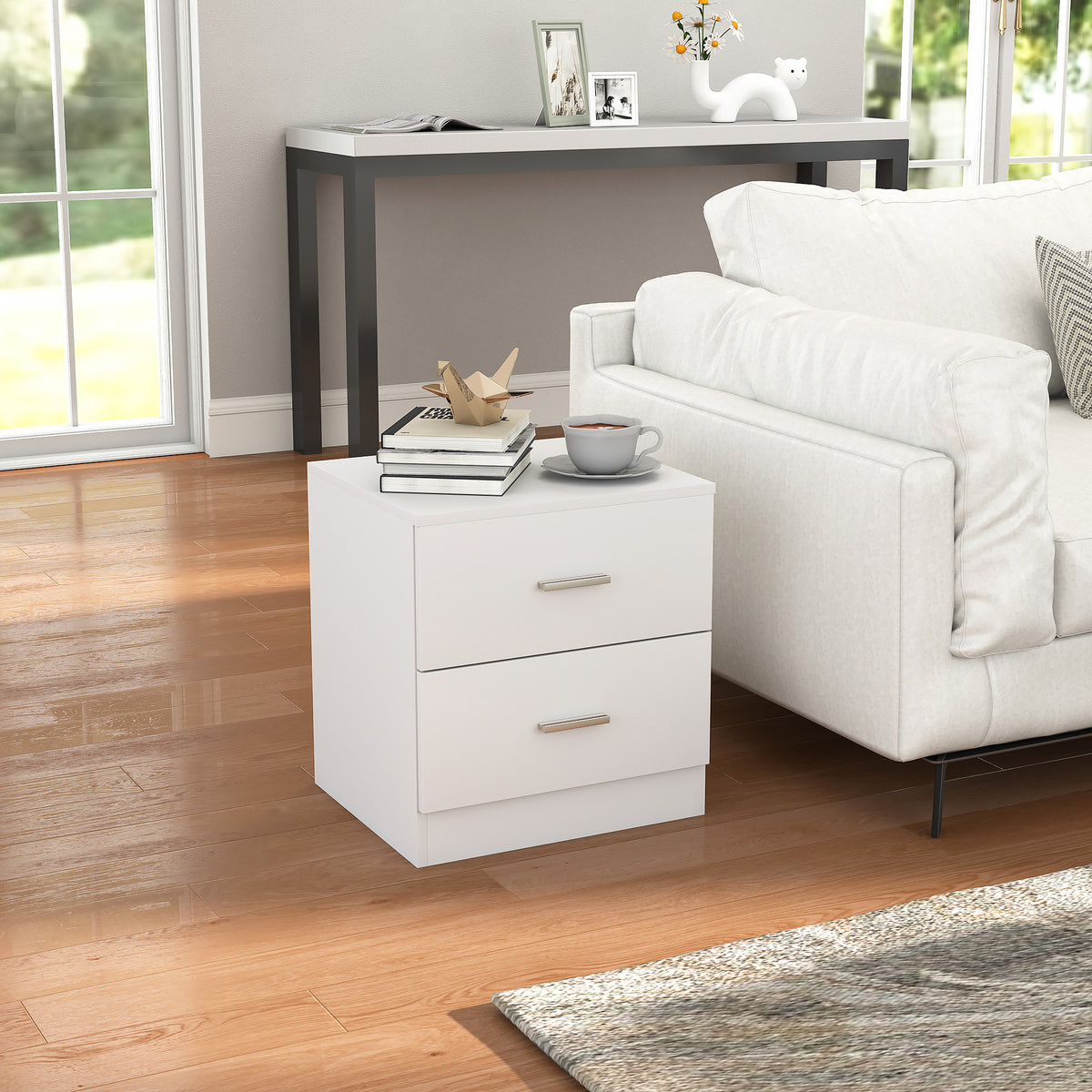 Modern 2-Drawer Nightstand – 18"W x 19"H