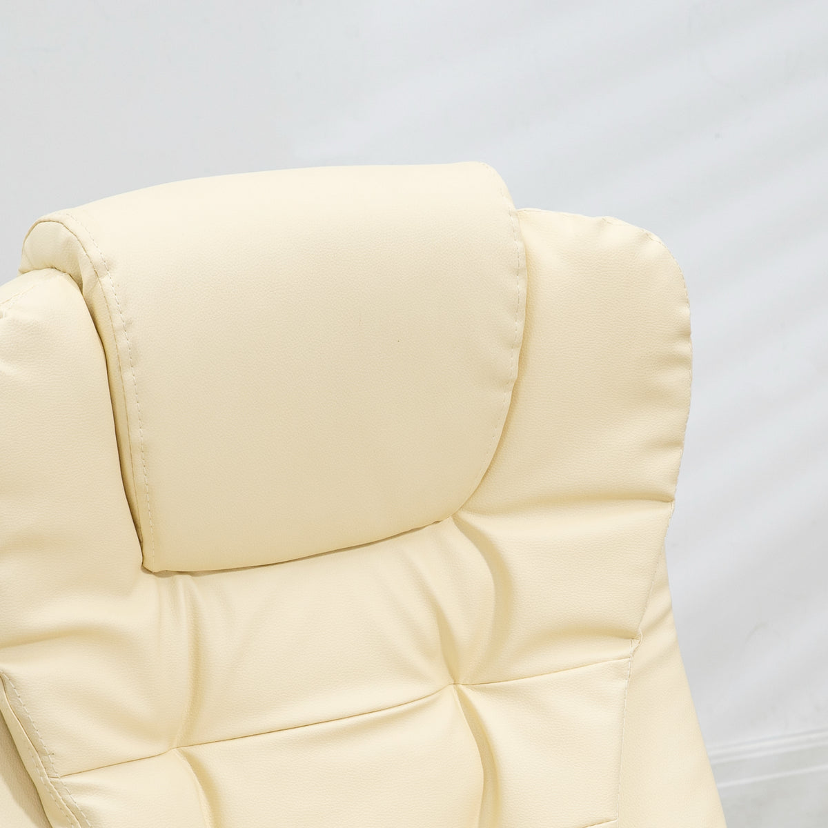 Heated Massage Office Chair, Adjustable High Back Leather Vibrating Executive Chair, Beige
