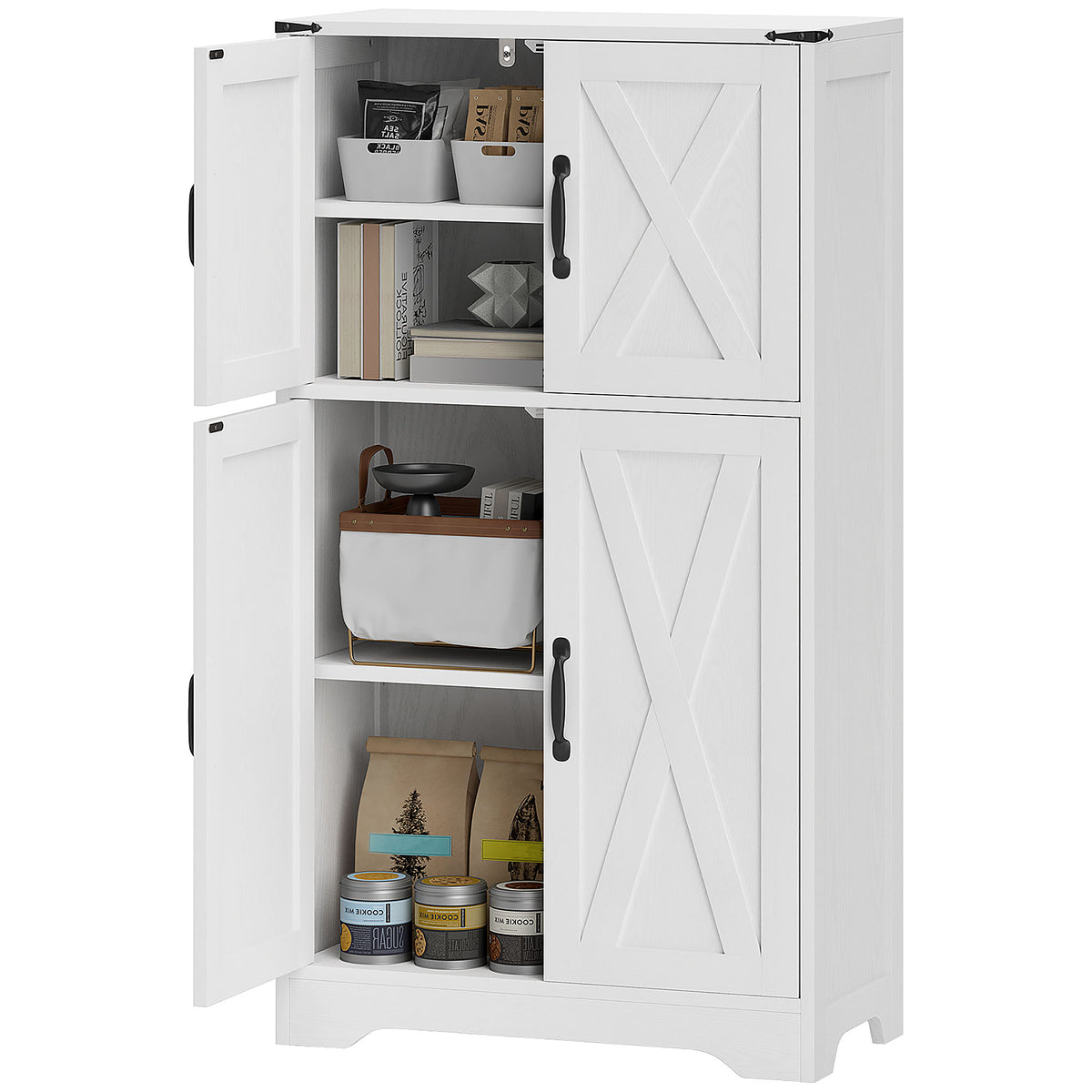 Farmhouse Kitchen Pantry with Barn Doors and Adjustable Shelves – 24"W x 43"H