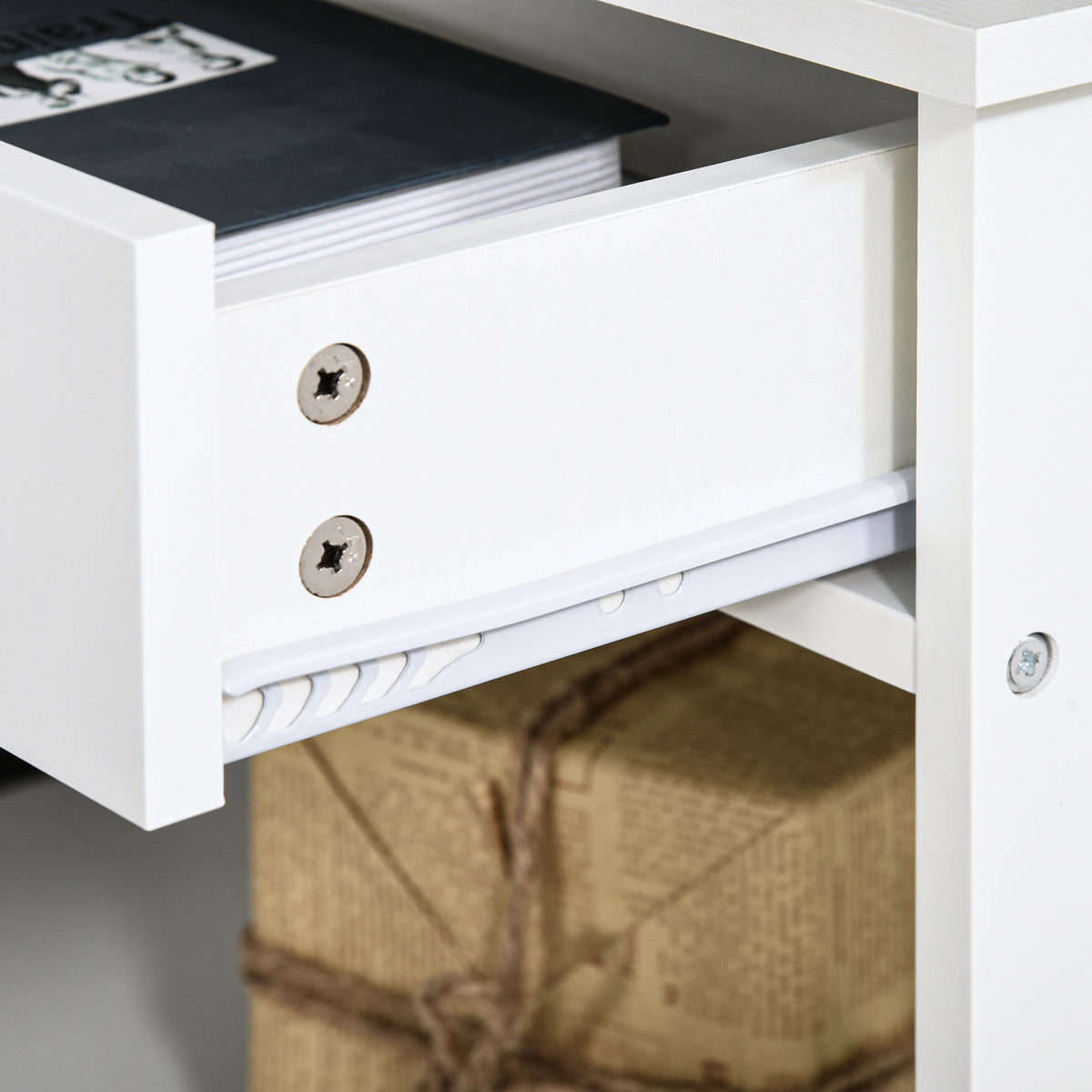 39" Console Table with Drawers, White