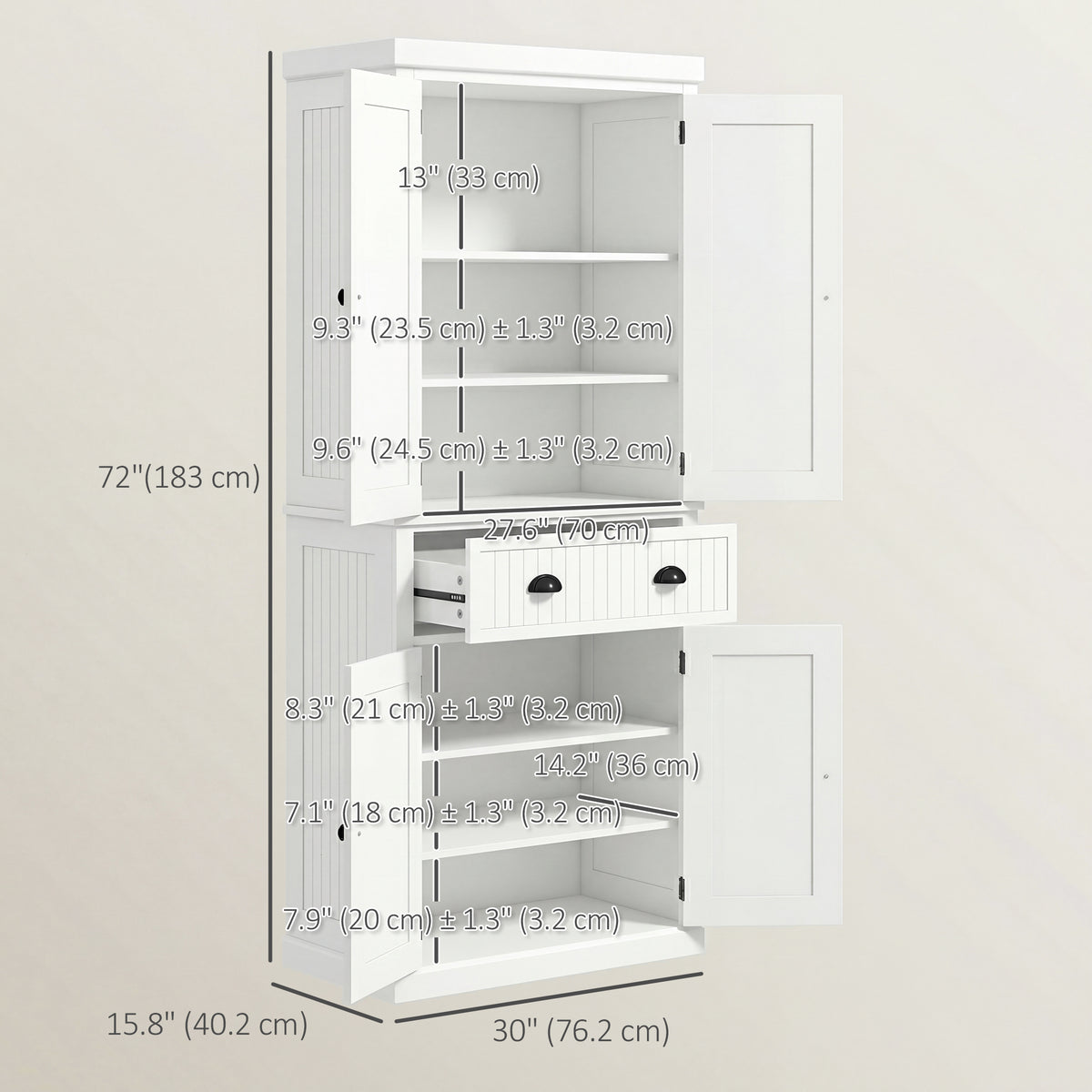 Kitchen Pantry with Drawer – 30"W x 72"H