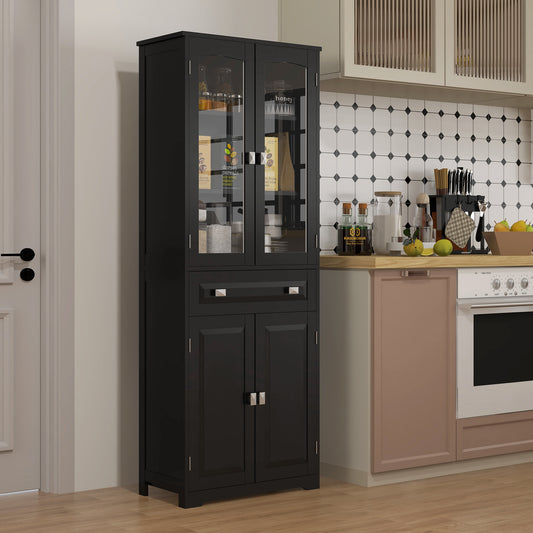 4-Door Kitchen Pantry Cabinet with Adjustable Shelves – 24"W x 63"H