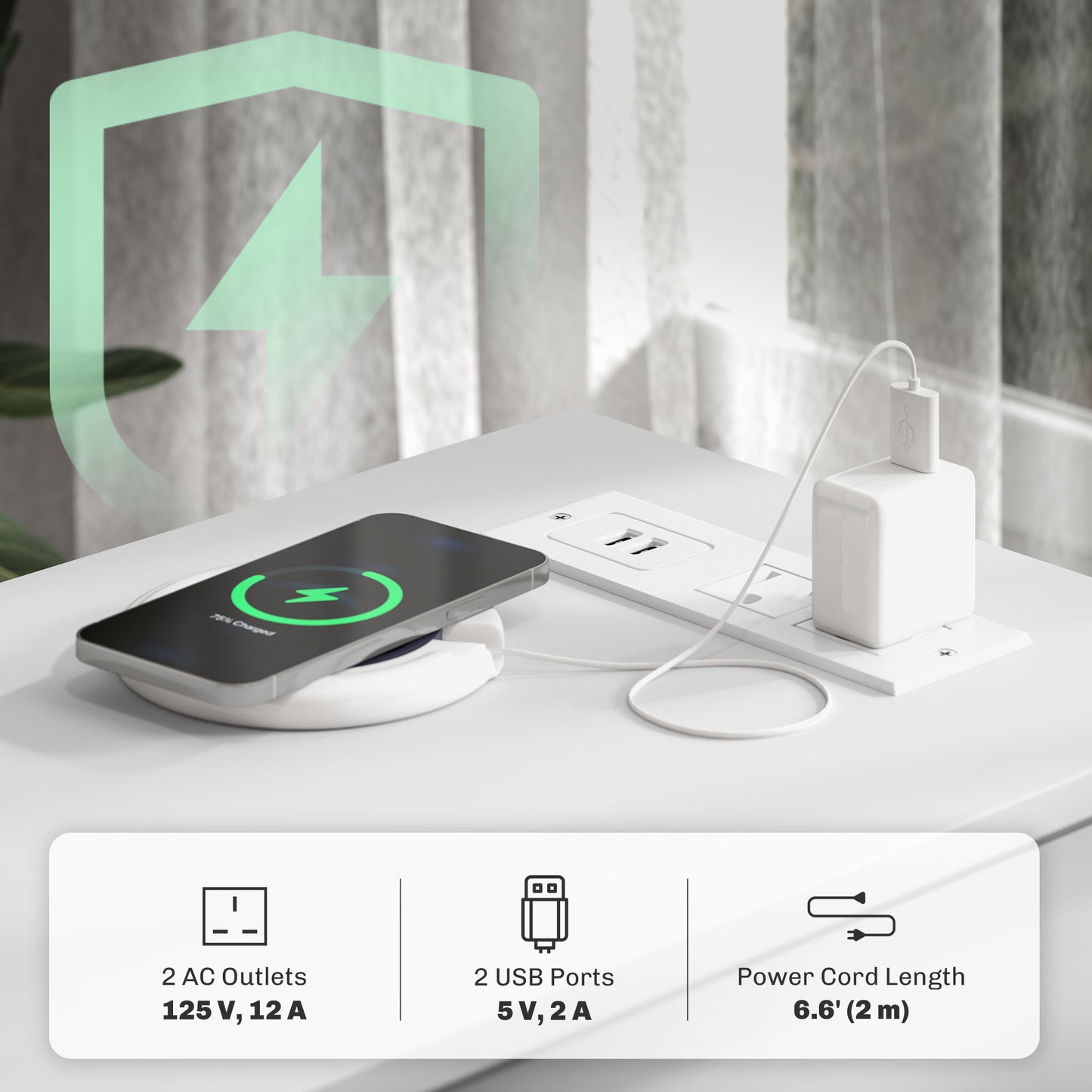 HOMCOM Modern Narrow Side Table with Charging Station USB Ports Storage Drawers