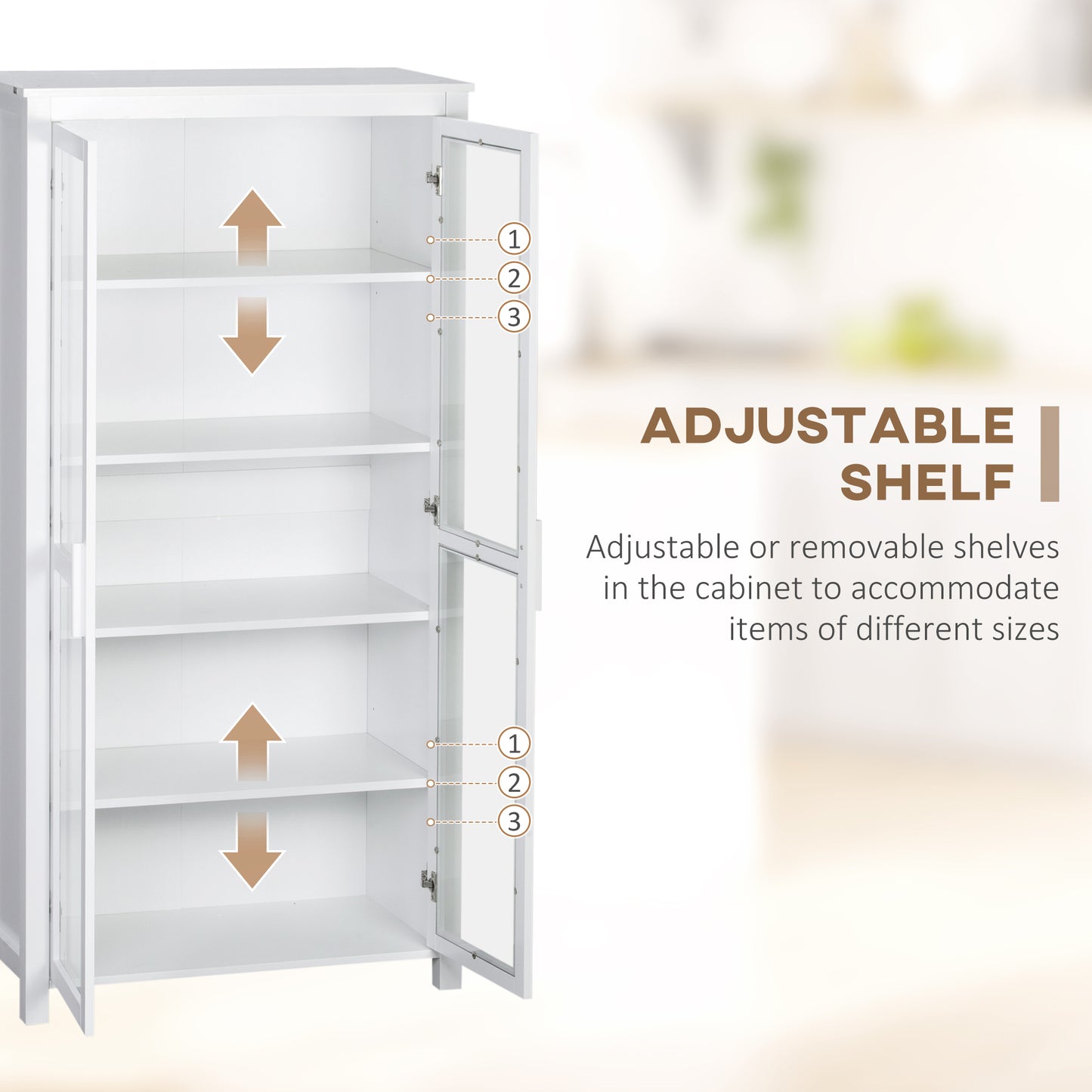HOMCOM Kitchen Pantry Cabinet 5‑Tier Freestanding White