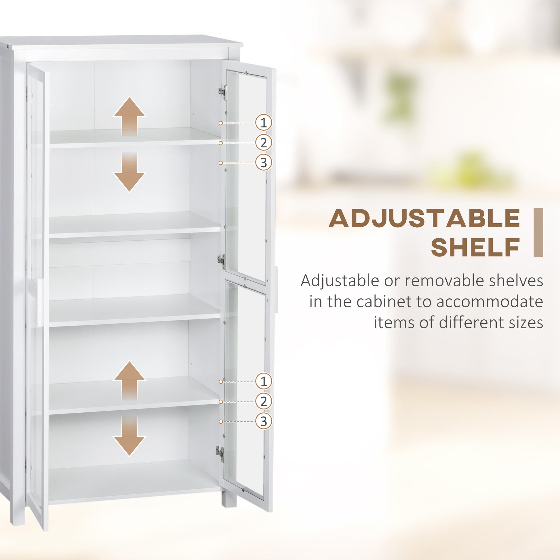 HOMCOM Kitchen Pantry Cabinet 5‑Tier Freestanding White