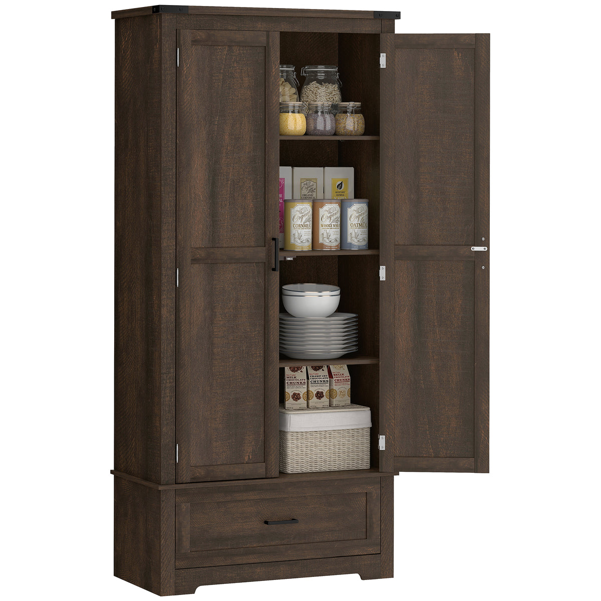 Tall Farmhouse Kitchen Pantry Cabinet with 2 Doors – 31"W x 69"H