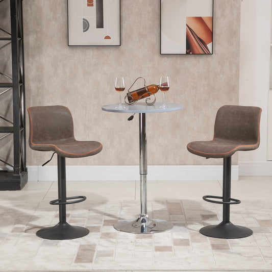 HOMCOM 2-Piece Swivel Brown PU Leather Adjustable Counter Height Bar Stools