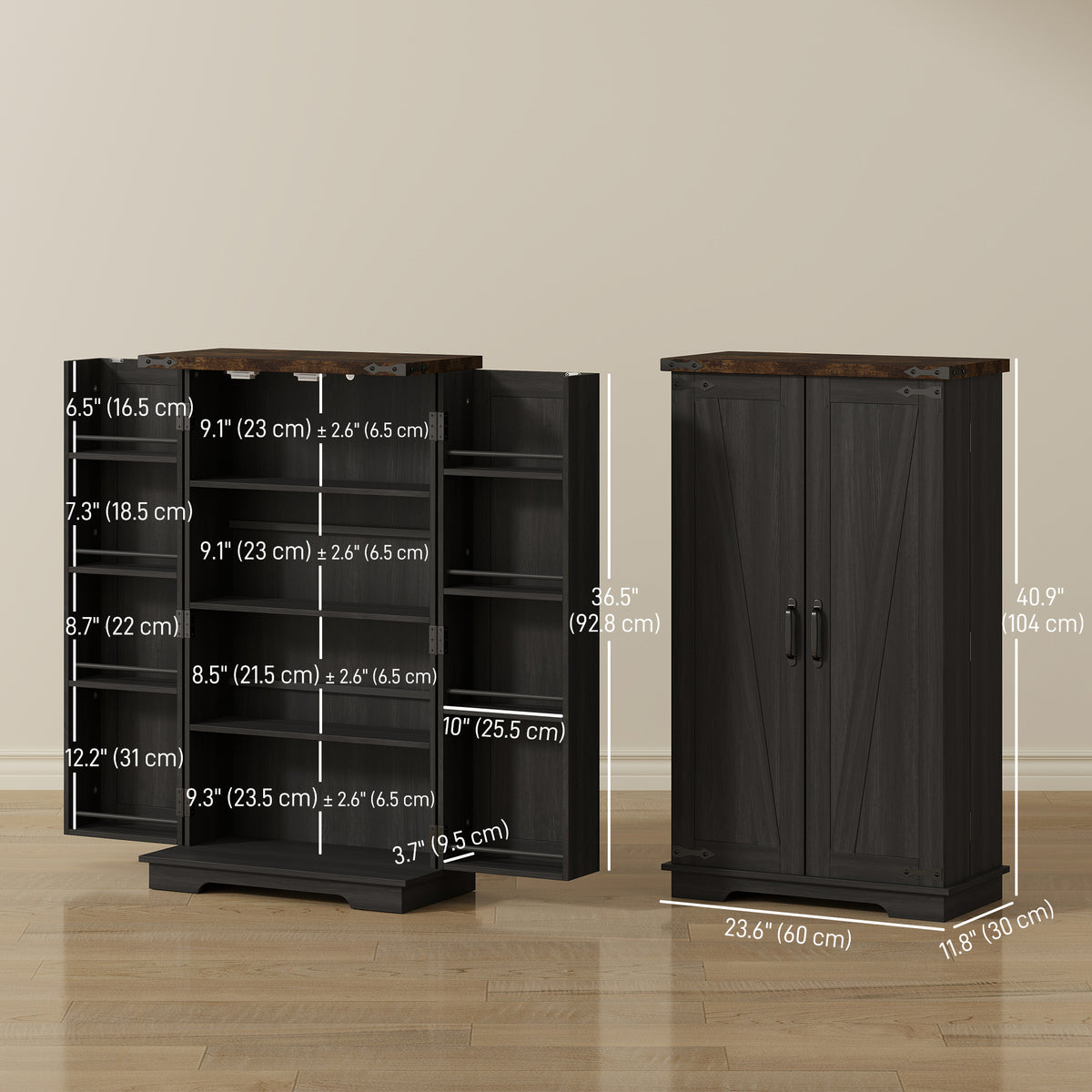 Kitchen Pantry Cabinet with Doors and Adjustable Shelves – 24"W x 41"H