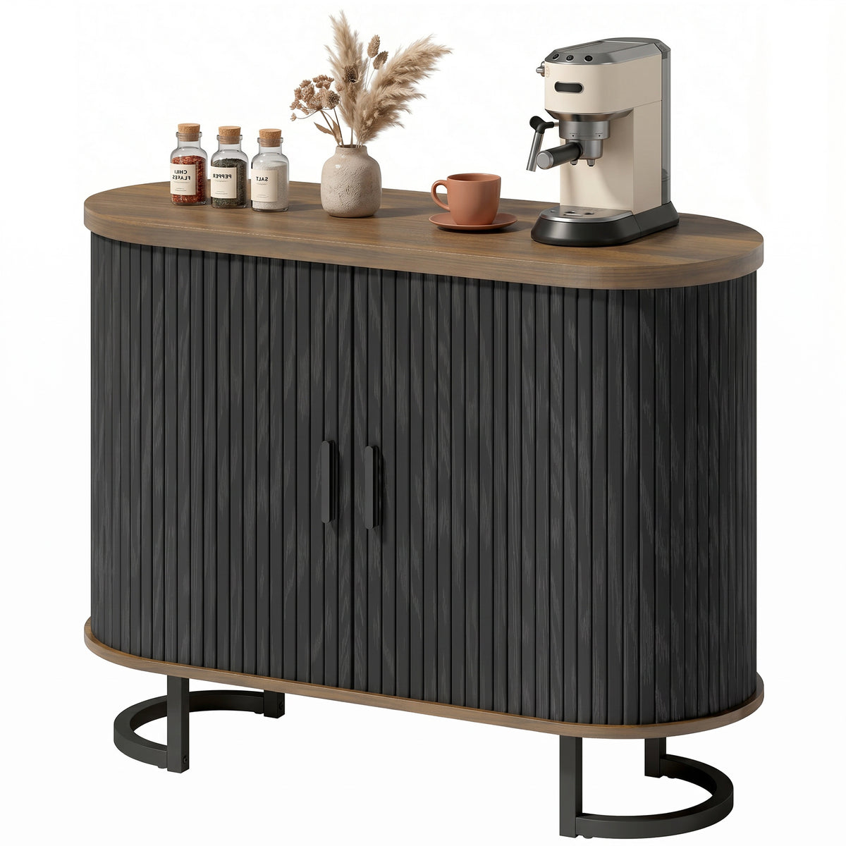 Sideboard Buffet Cabinet with Curved Tambour Doors – 39"W x 30"H