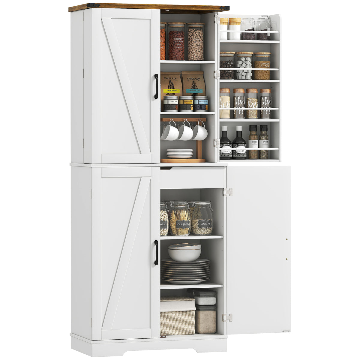 Farmhouse Storage Cabinet with 4 Doors – 30"W x 72"H