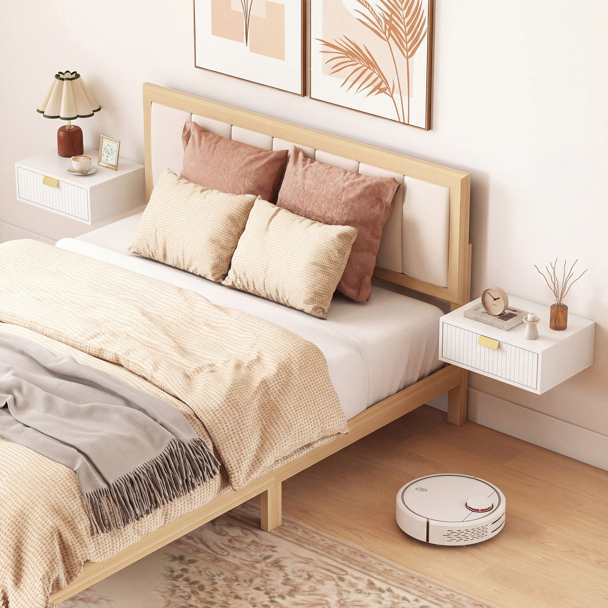 Floating Nightstands with Wave Drawer, Set of 2 – 16"W x 6"H