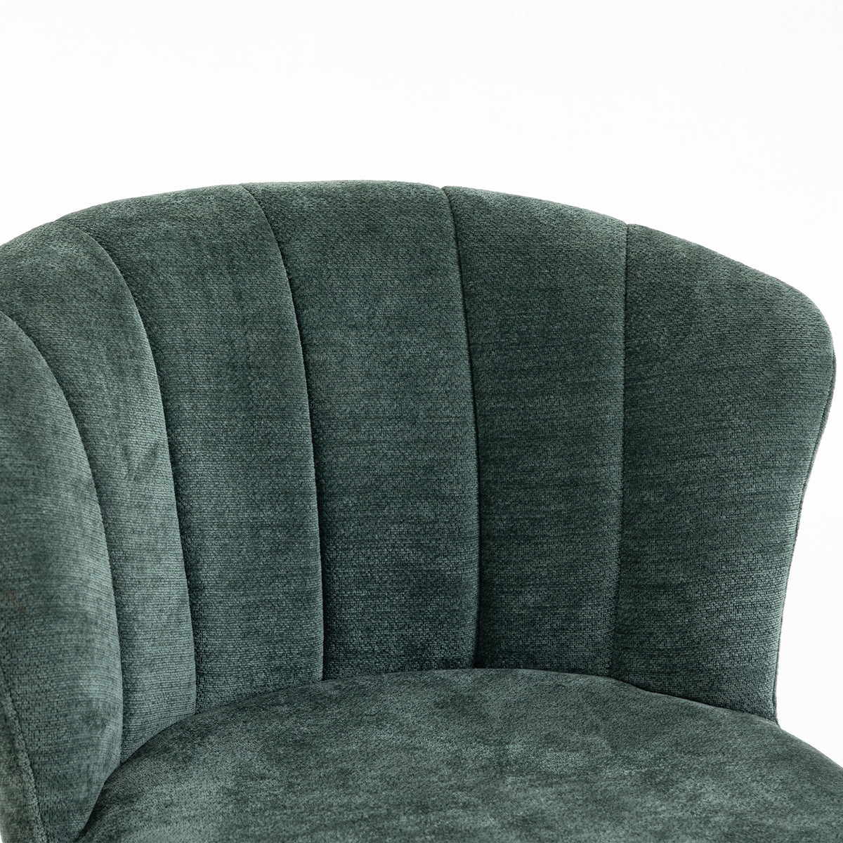 Chenille Adjustable Swivel Bar Stools with Back and Footrest, Set of 2, Dark Green