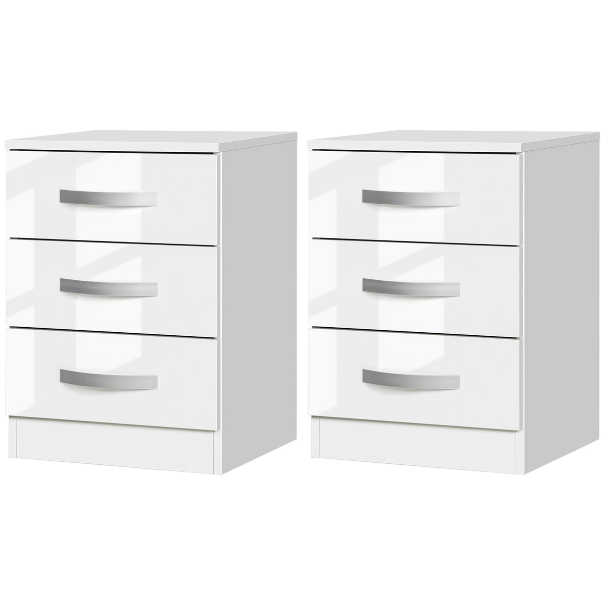 High Gloss Multi-Drawer Nightstands, Set of 2 – 16"W x 22"H