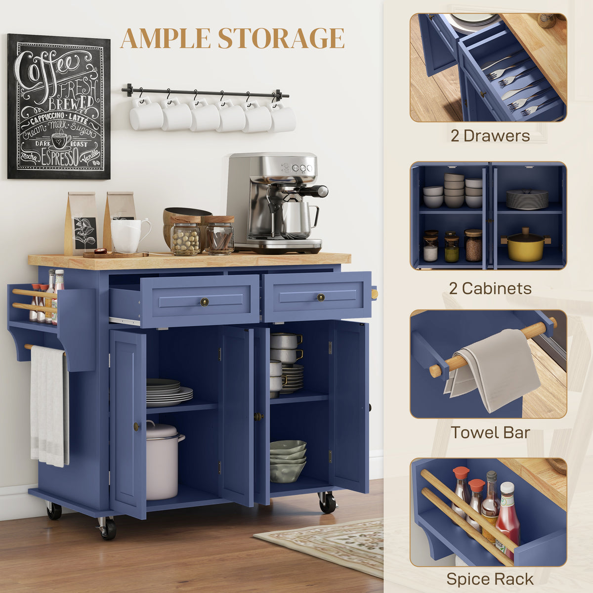 Kitchen Island with Storage – 44"W x 33"H