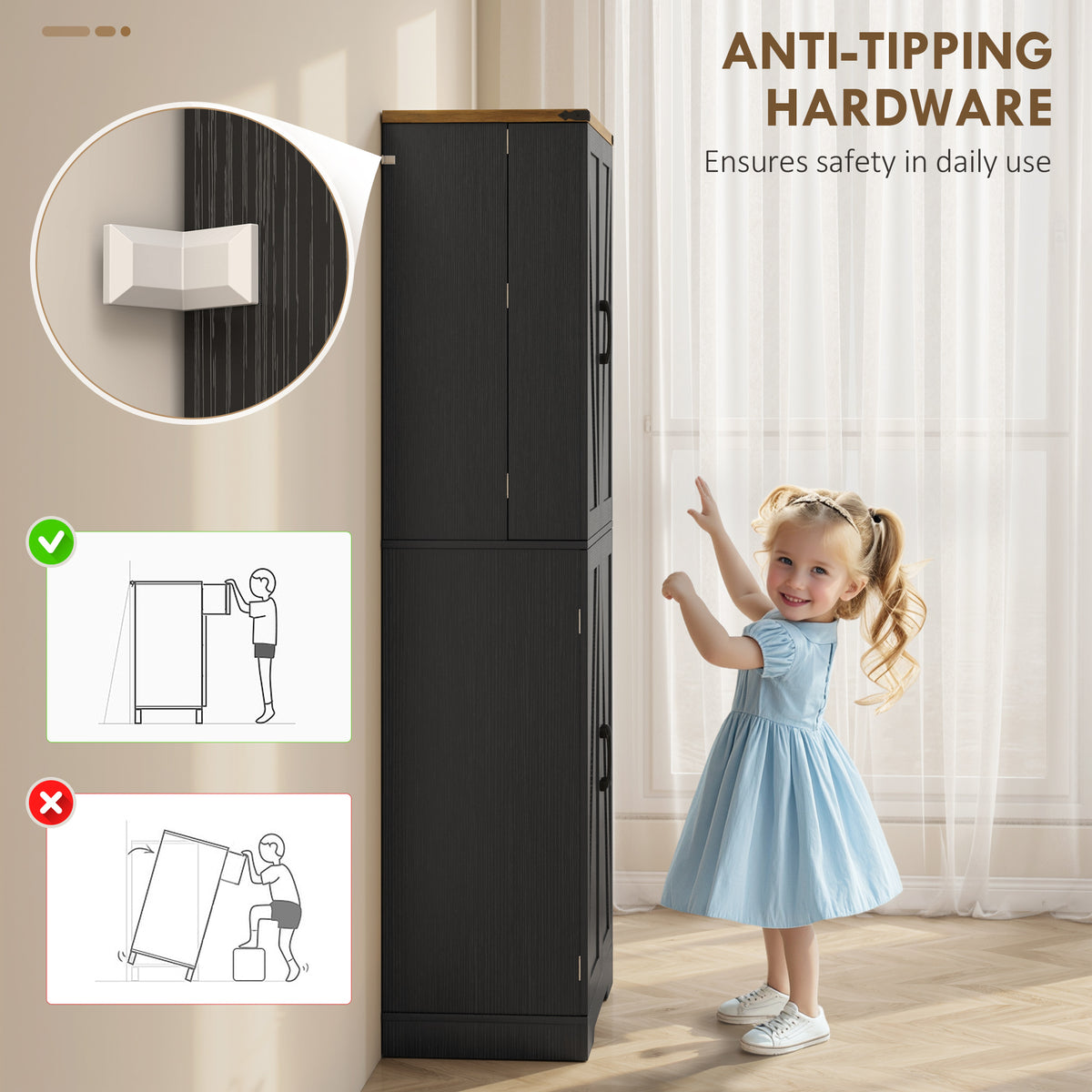 Farmhouse Storage Cabinet with 4 Doors – 30"W x 72"H