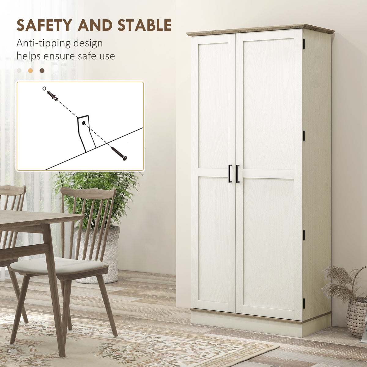 Tall Kitchen Pantry Cabinet with Door Shelves and Adjustable Shelves – 32"W x 70"H