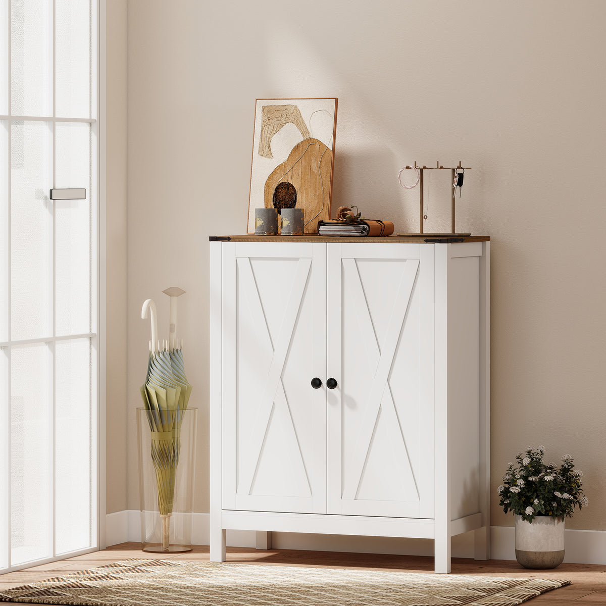 Shoe Cabinet with Barn Doors – 30"W x 39"H