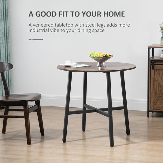 31.5" Round Industrial Kitchen Table with Steel Legs