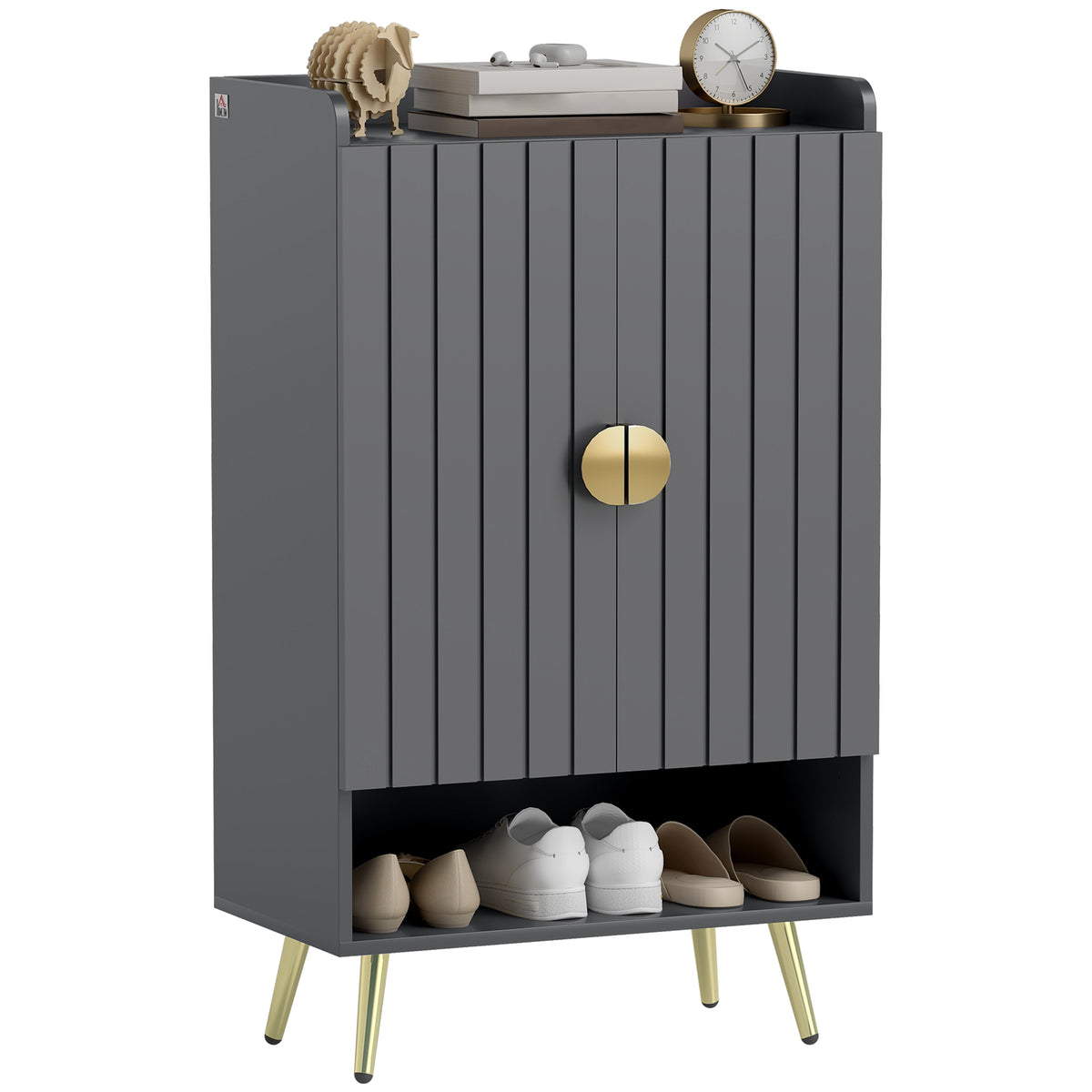 Entryway Shoe Cabinet with Open Shelves – 24"W x 39"H