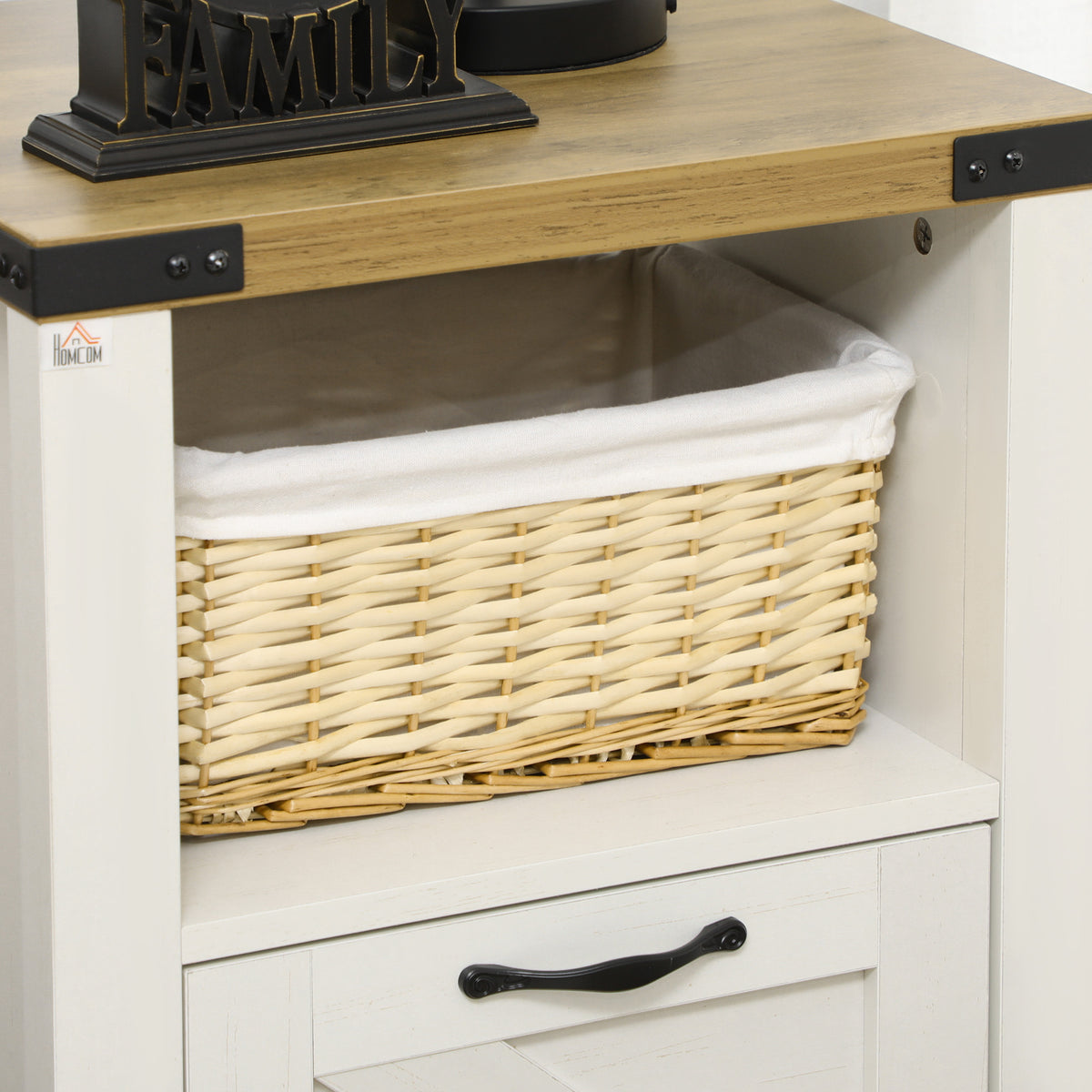 Farmhouse Nightstand with Drawer and Barn-Style Panel – 18"W x 24"H