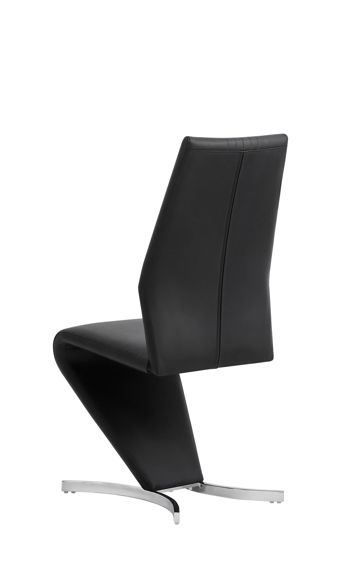 Z-Shaped Black Faux Leather Dining Chair – Vertical Stitch – Set of 2