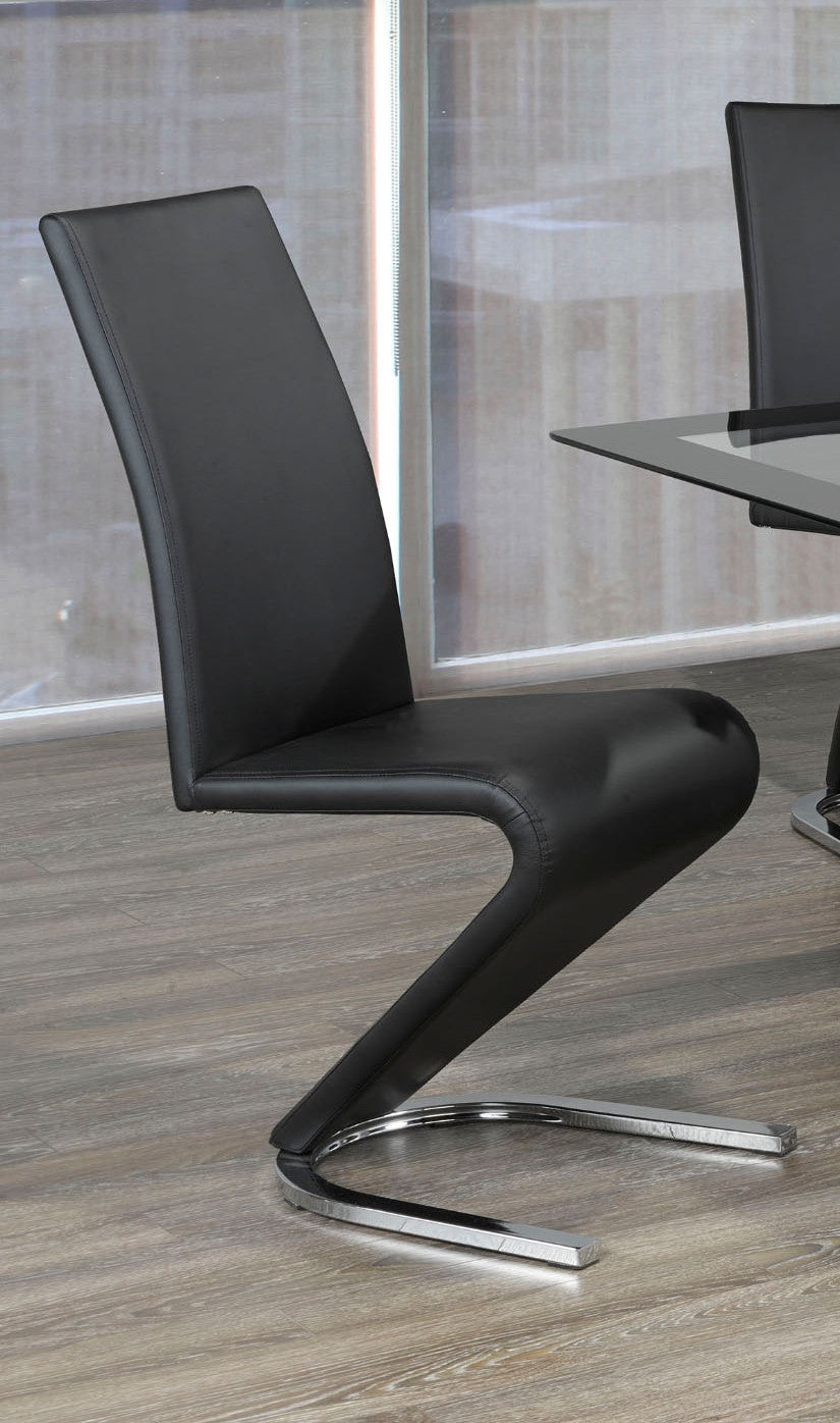 Z-Shaped Faux Leather Dining Chair with Chrome – Set of 2