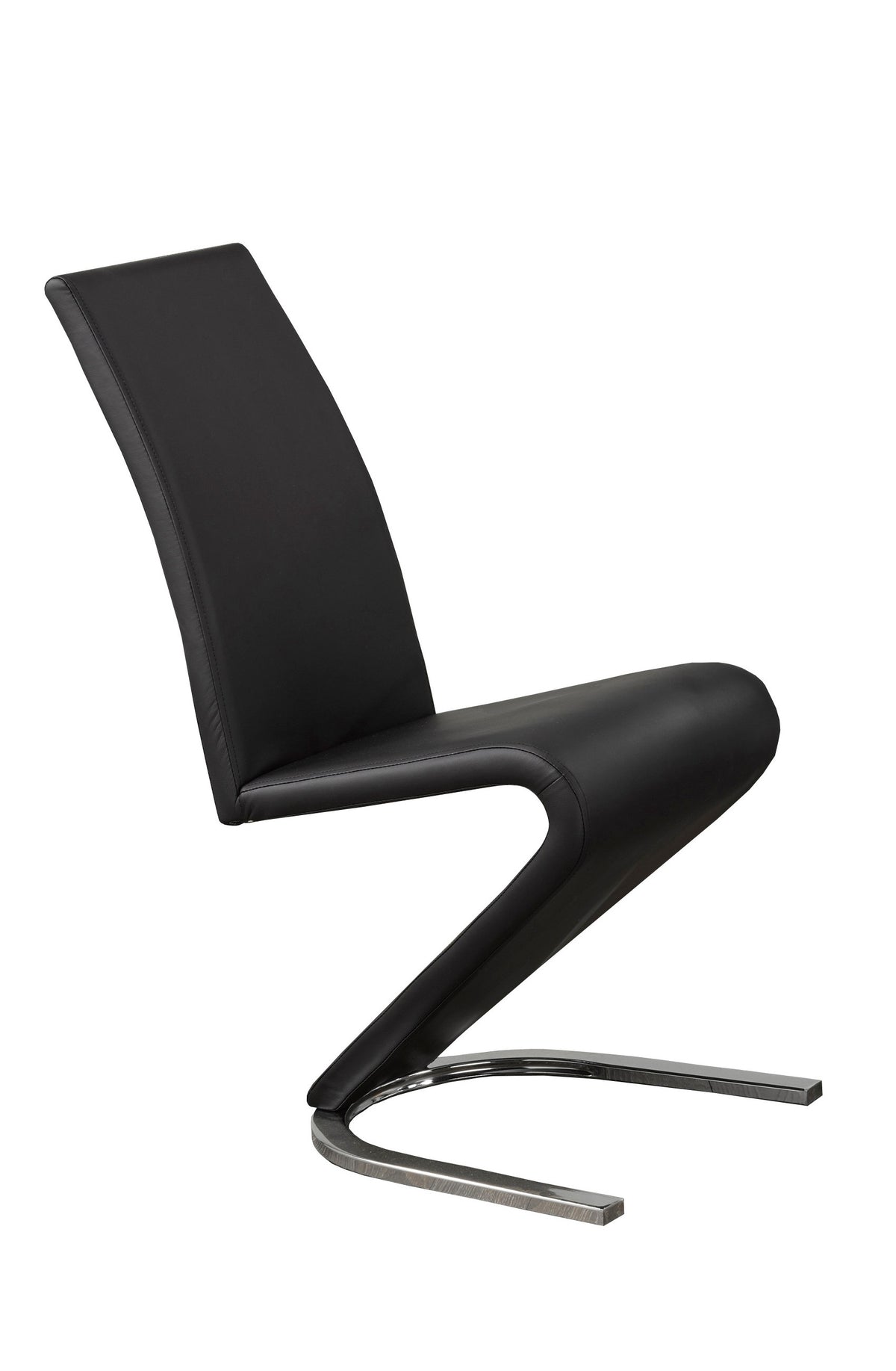 Z-Shaped Faux Leather Dining Chair with Chrome – Set of 2