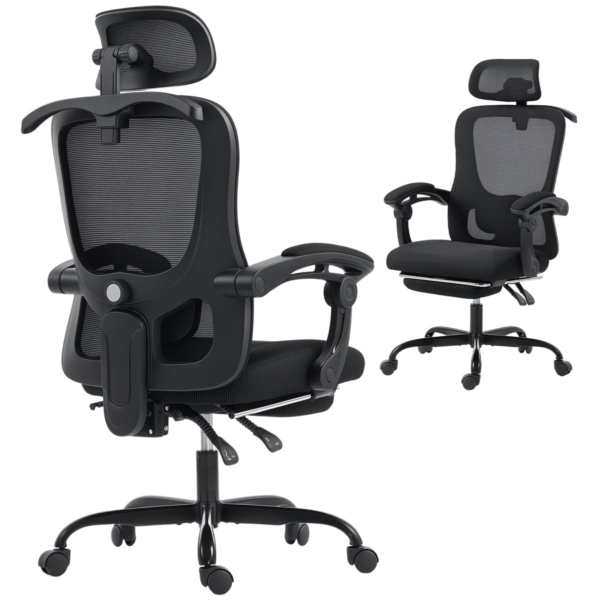 Office Chair, Ergonomic Mesh Computer Desk Chair with Adjustable Headrest, Black