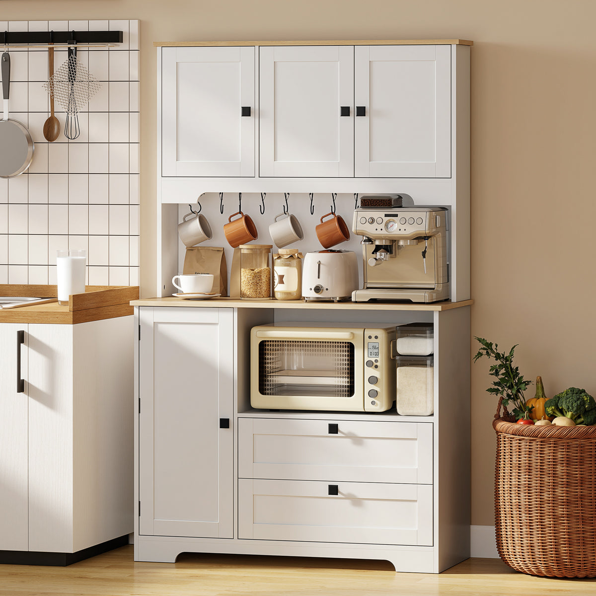Tall Kitchen Hutch with 3 Cabinets – 39"W x 64"H
