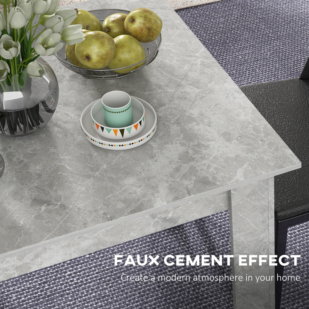 31.5" Square Dining Table with Faux Cement Effect, Space Saving Small Kitchen Table