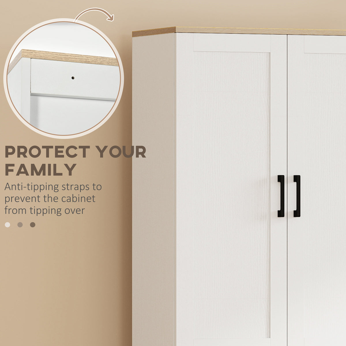 4-Door Kitchen Pantry Cabinet with Adjustable Shelves – 24"W x 67"H