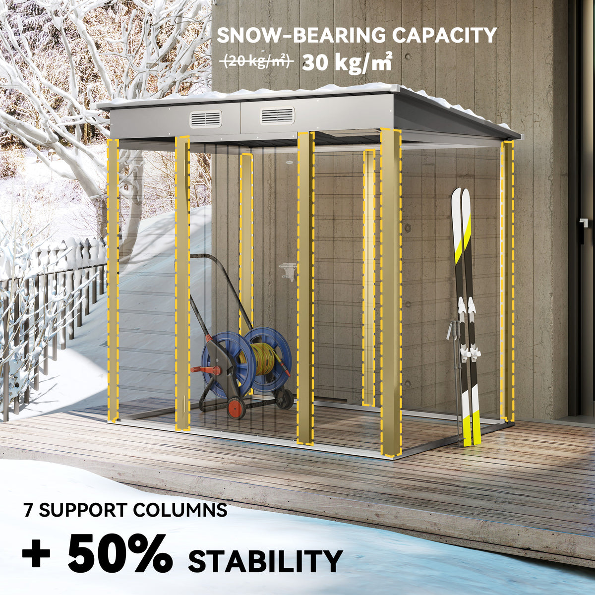 6 x 4FT Galvanized Garden Storage Shed, Metal Outdoor Shed with Double Doors and 2 Vents – Light Grey