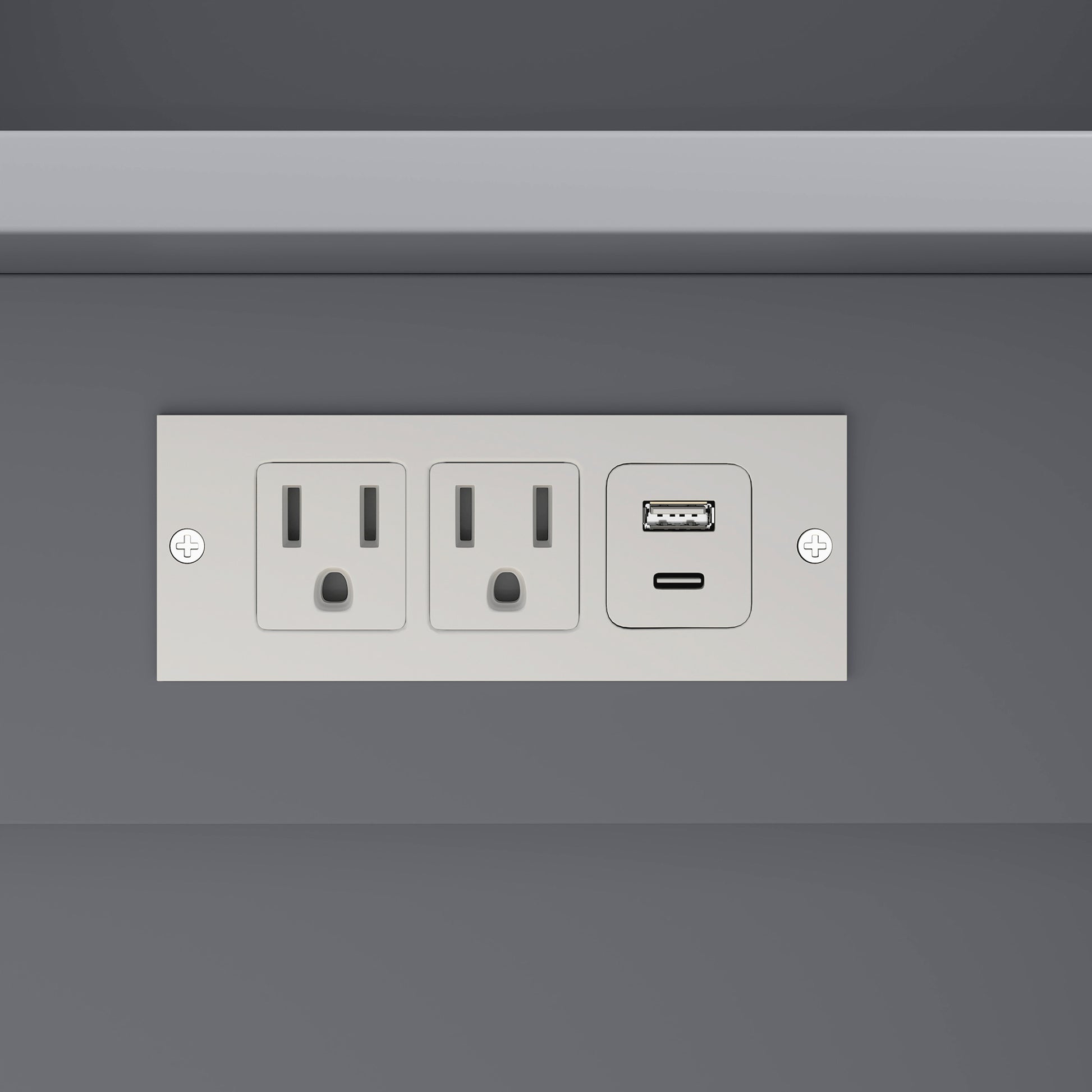 HOMCOM Kitchen Cabinet with Charging Station Freestanding Grey