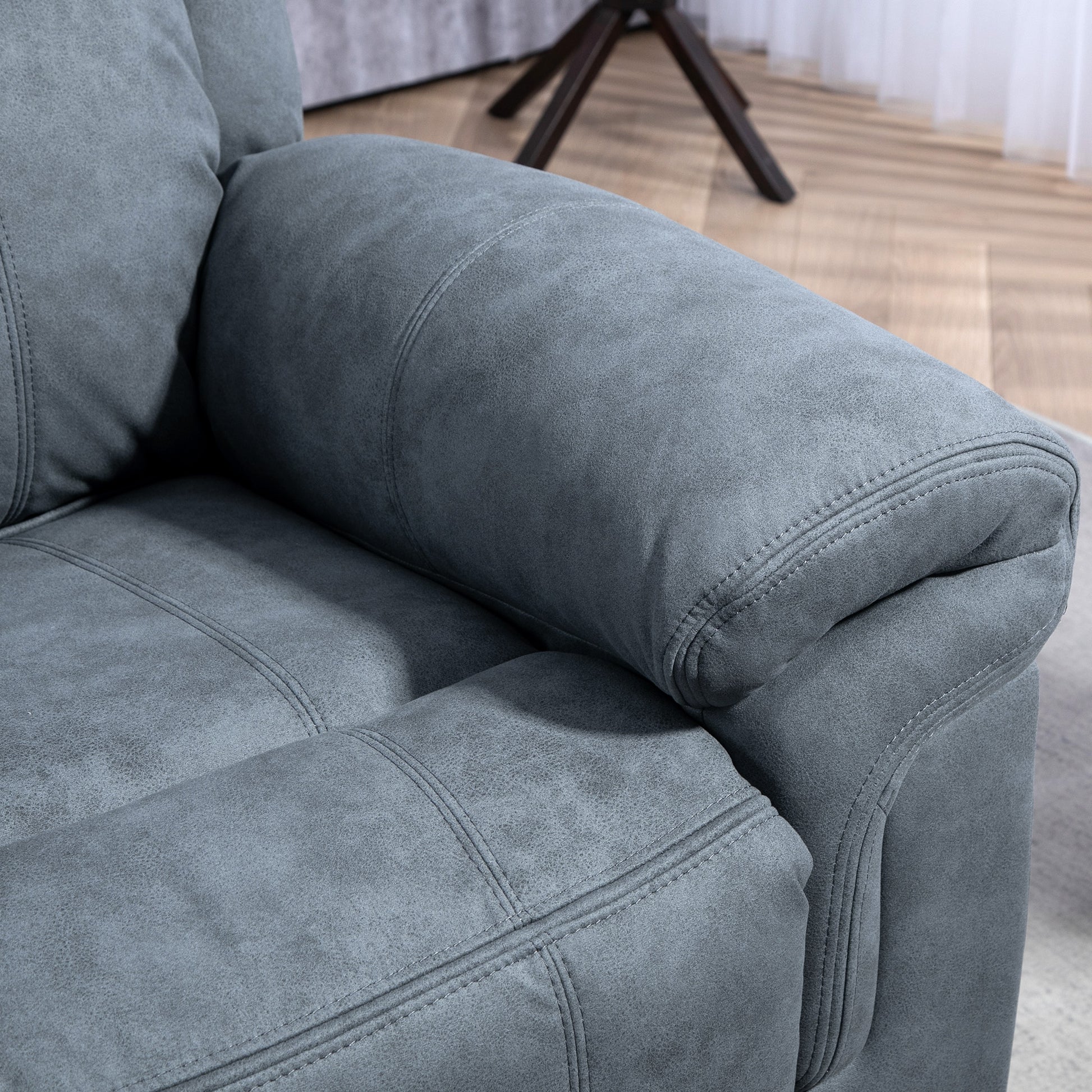 HOMCOM Manual Recliner Massage Chair, Microfibre Fabric, Side Pockets, Blue-Grey