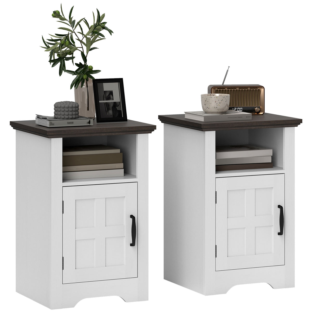 Farmhouse Nightstands with Barn Door, Set of 2 – 16"W x 24"H