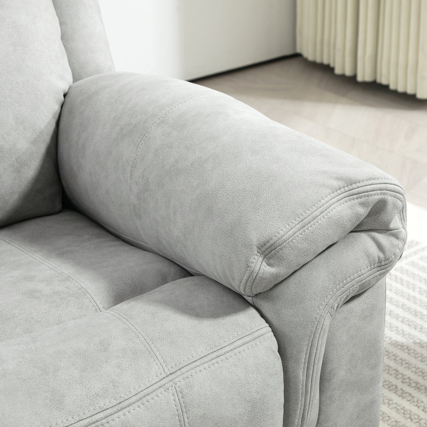 HOMCOM Manual Recliner Chair with Vibration Massage, Side Pockets, Grey Microfibre