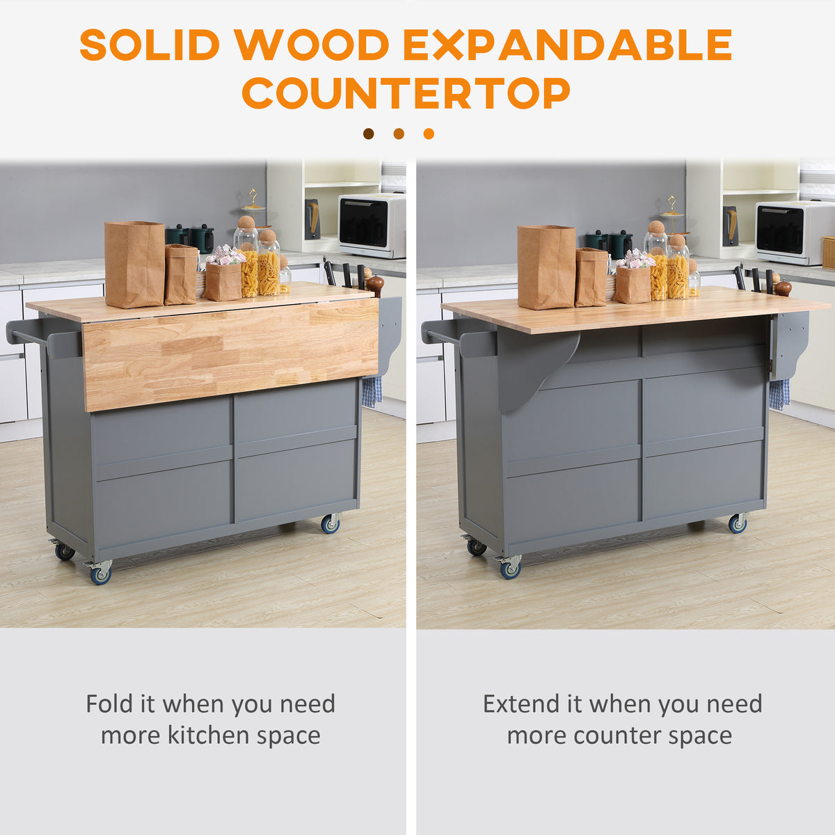 Kitchen Island with Storage – 58"W x 37"H