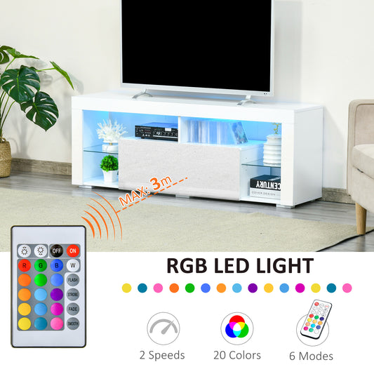 TV Stand for 55-Inch TVs – High Gloss TV Bench with LED Lights – 55" Wide